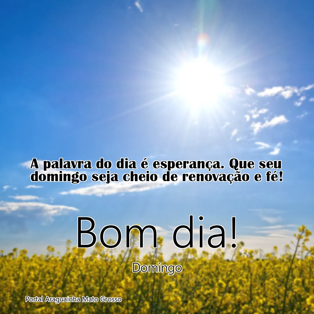 mensagem bom dia - domingo - esperança renovação fé domingo - a palavra do dia é esperança que seu domingo seja cheio de renovação e fé a palavra do d