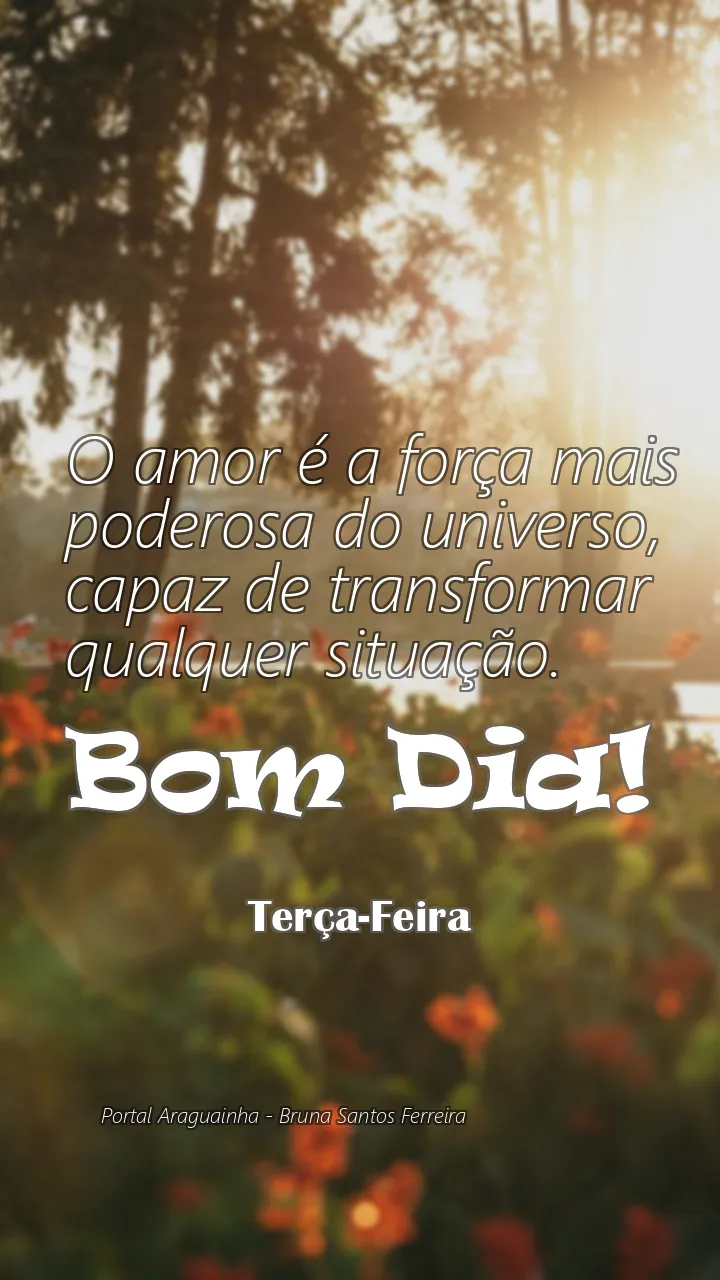 O amor é a força mais poderosa do universo, capaz de transformar qualquer situação.