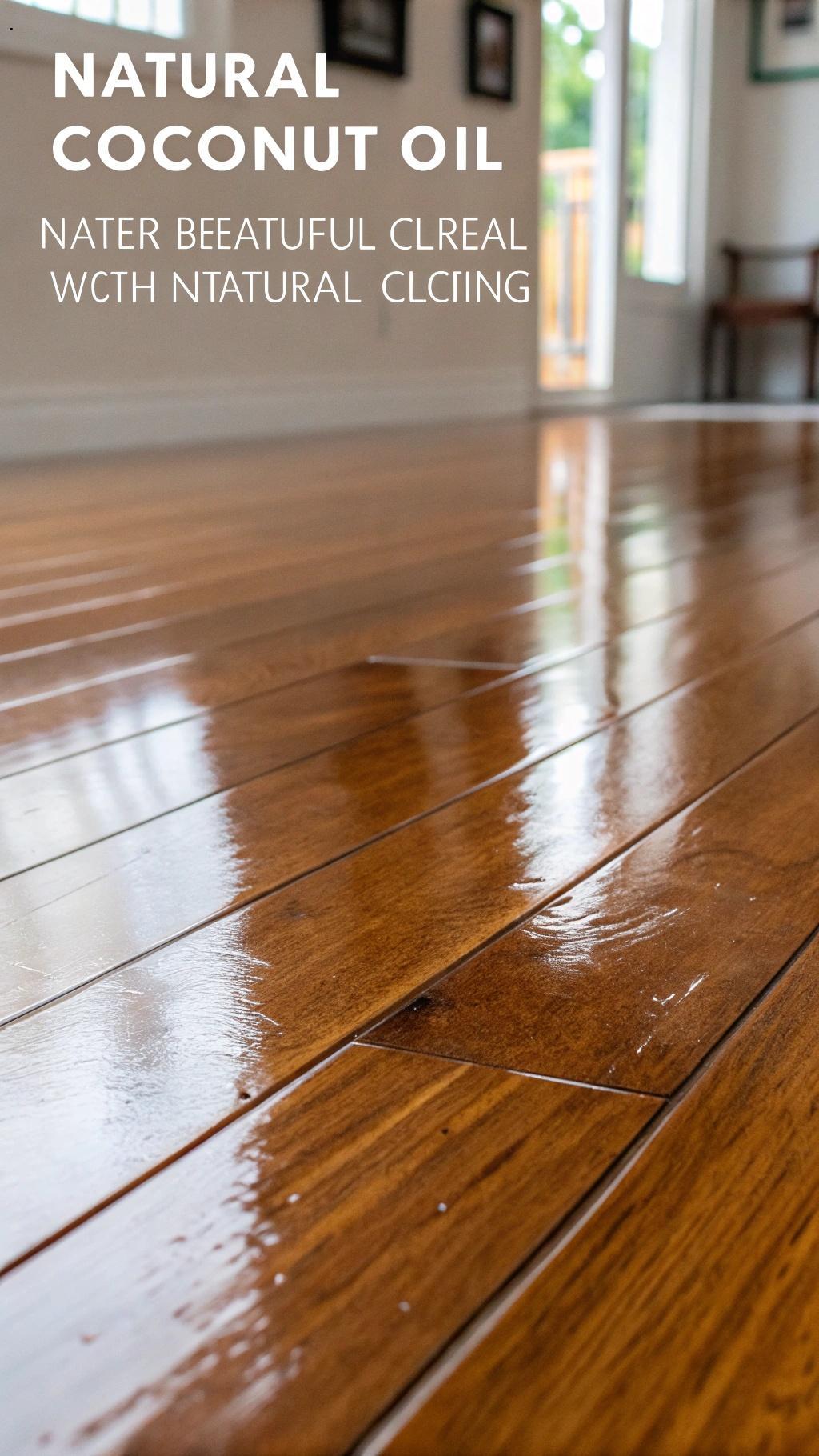 Piso de madeira com brilho natural após aplicação de óleo de coco.