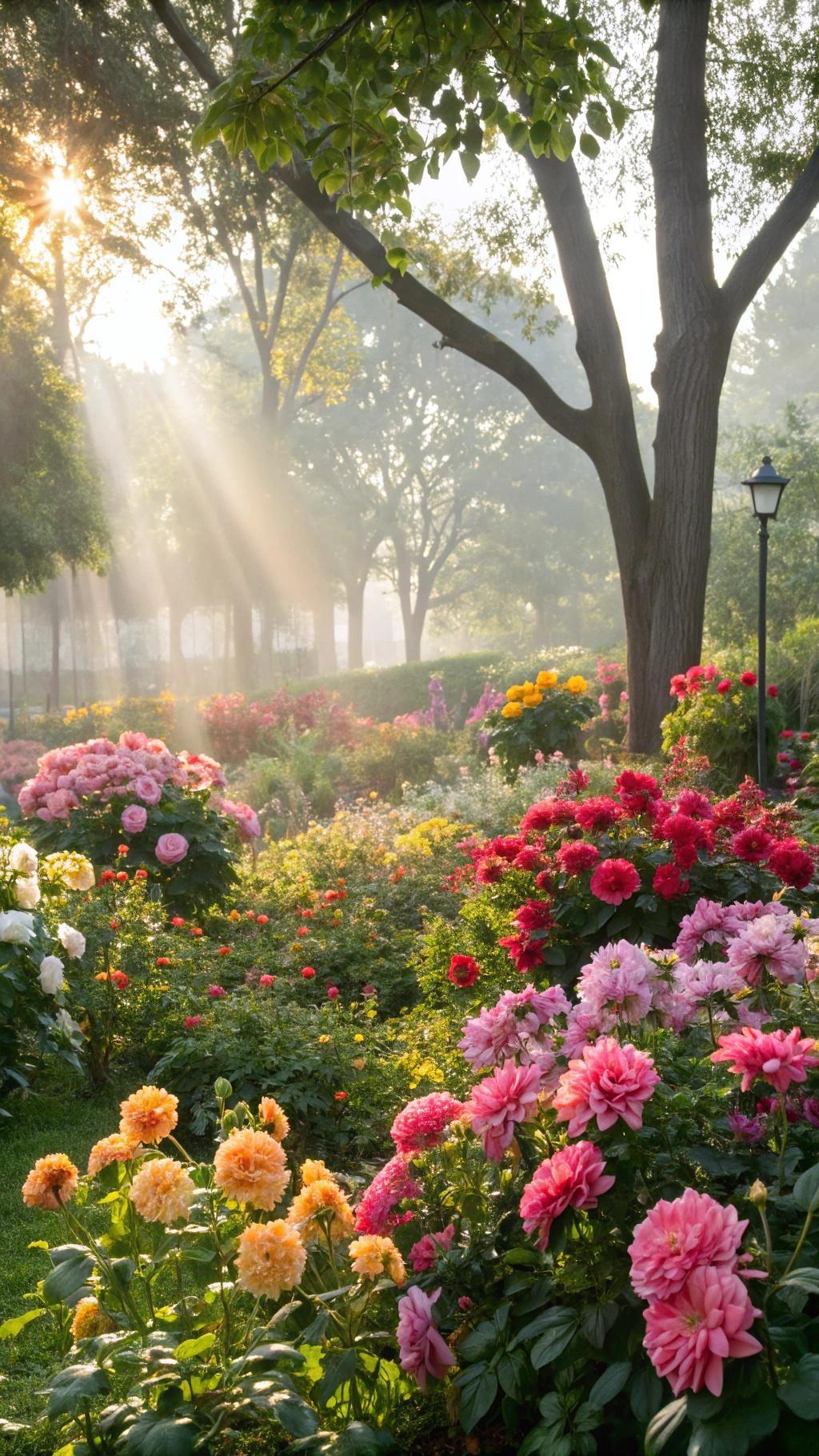 Cena vibrante com flores e luz do sol, transmitindo positividade e renovação.