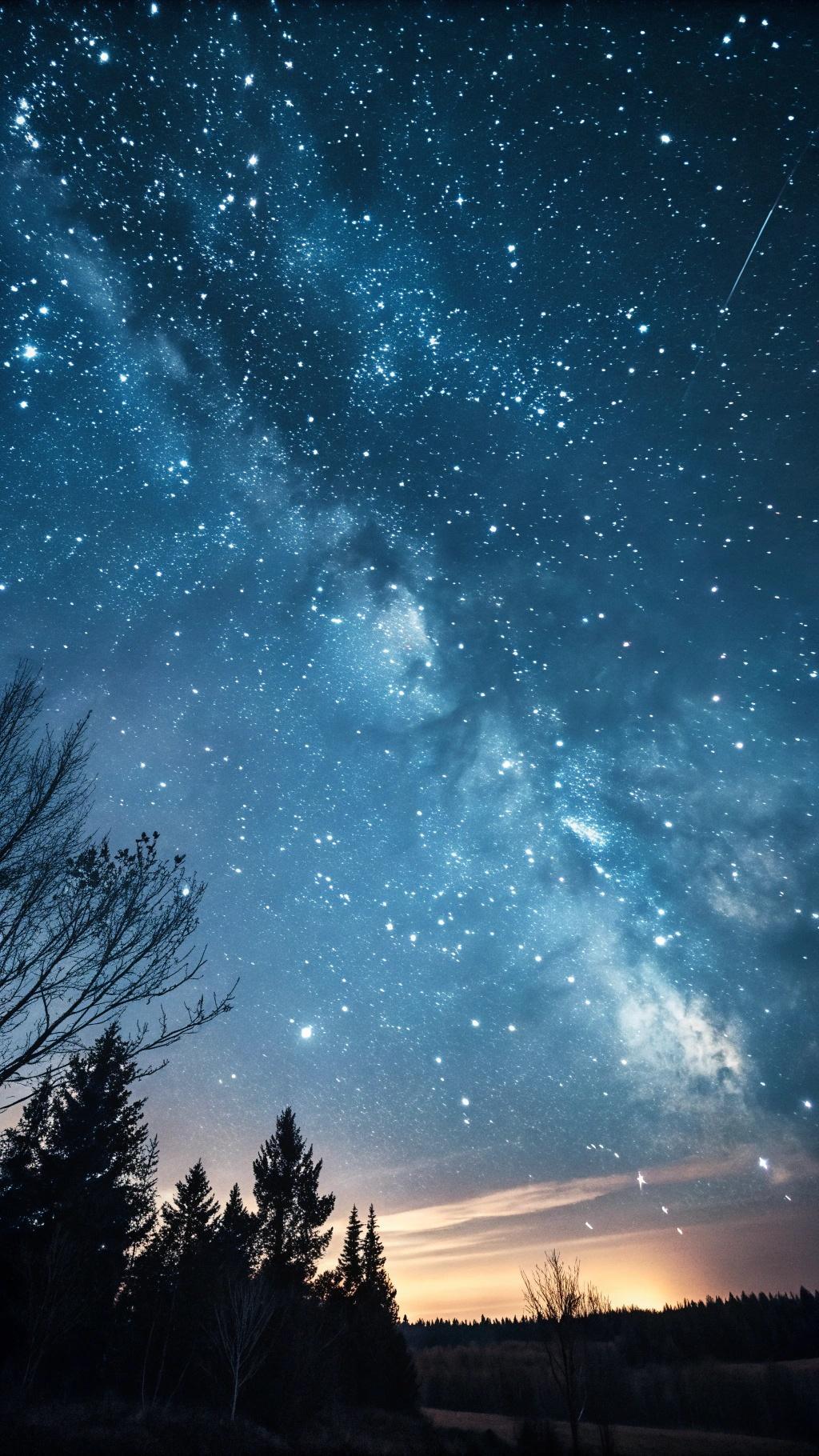 Céu noturno estrelado e sonhador, simbolizando aspirações para um mês especial.