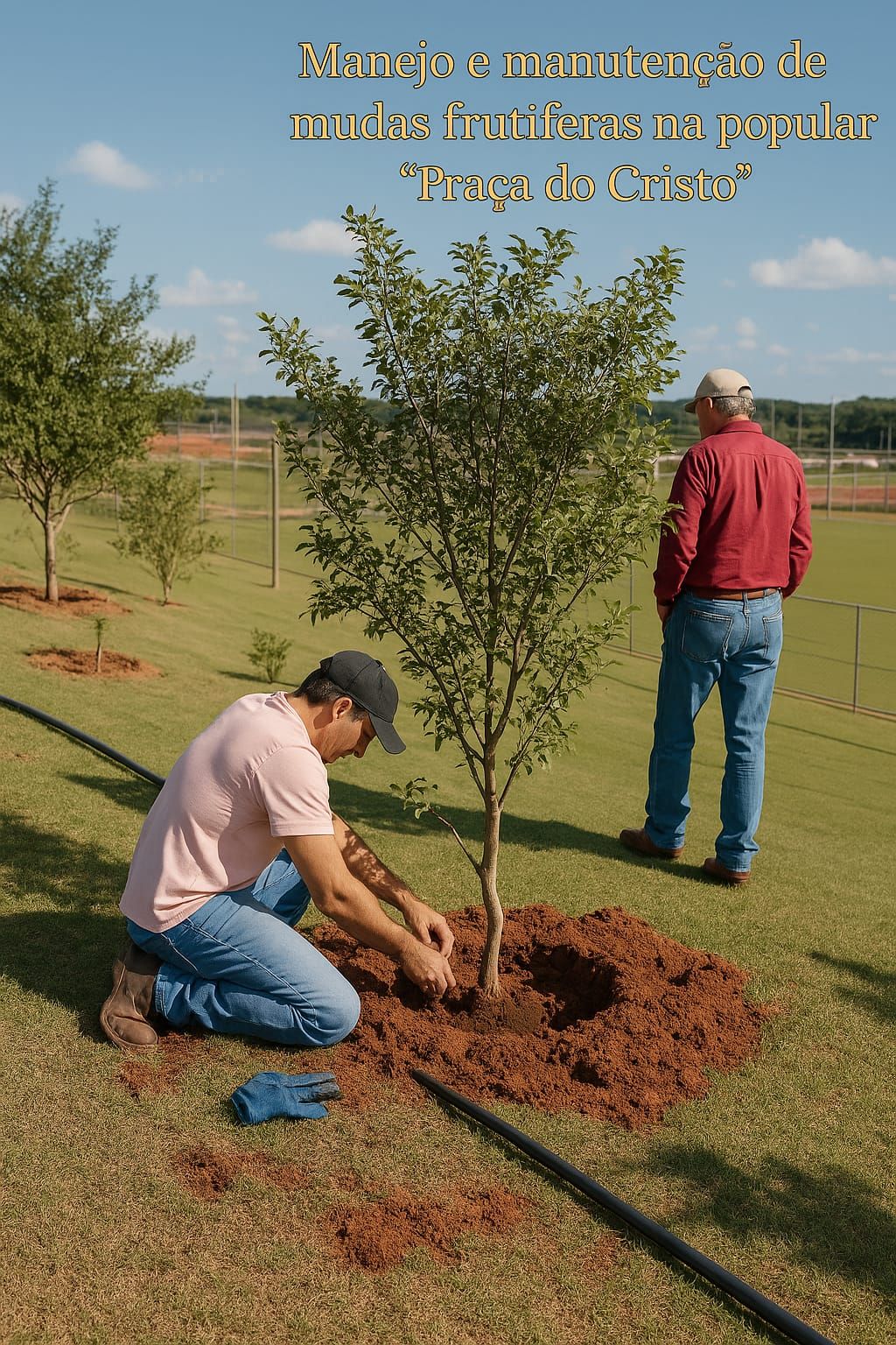 Prefeito Chiquinho realiza manejo e manutenção das mudas frutíferas em Araguainha