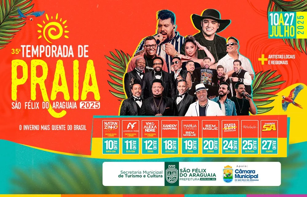 São Félix do Araguaia divulga atrações da 35ª Temporada de Praia 2025