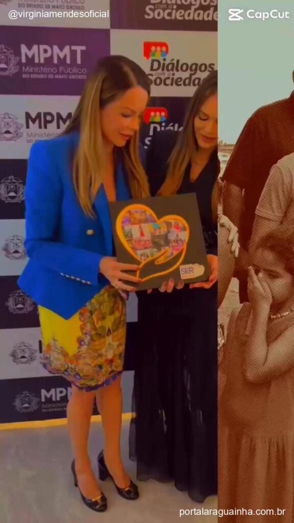 Virginia mendes recebendo presente eventos