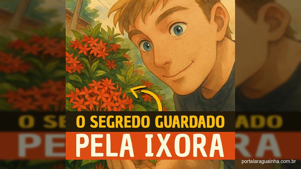 Flor de Ixora vermelha vibrante com uma abelha Jataí pequena, ideal para meliponicultura.