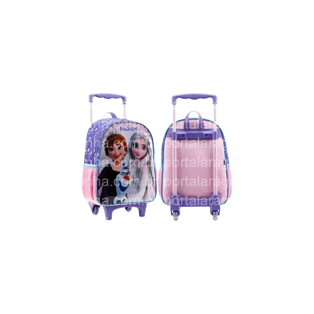 Mochila Rodinhas Princesas Frozen Escolar Infantil Disney Cor Violeta