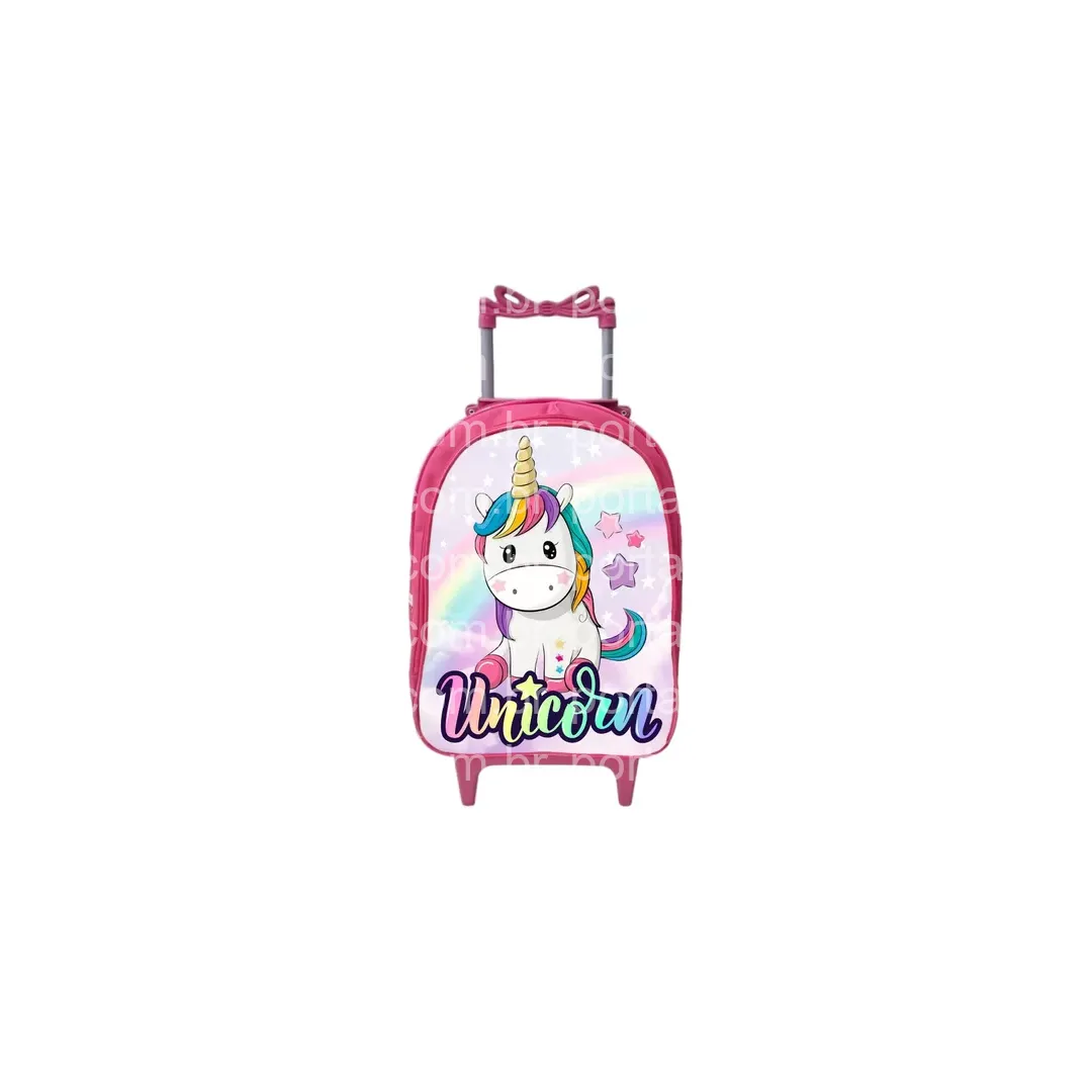 Mochila Escolar Rodinha Infantil Feminina - Unicórnio Cor Rosa