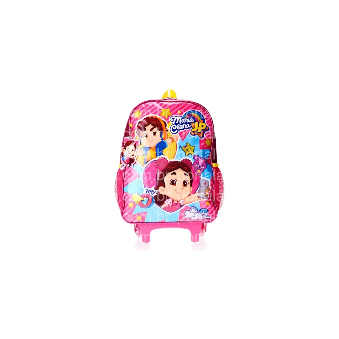 Mochila Rodinhas Clio Maria Clara e JP Infantil Cor Rosa-chiclete