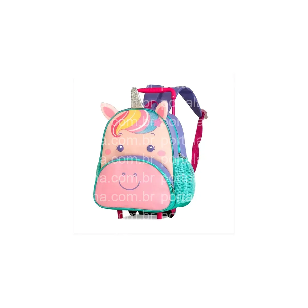 Mochila Carrinho Rodinhas Infantil Clio Pets Hop Zoo Escolar