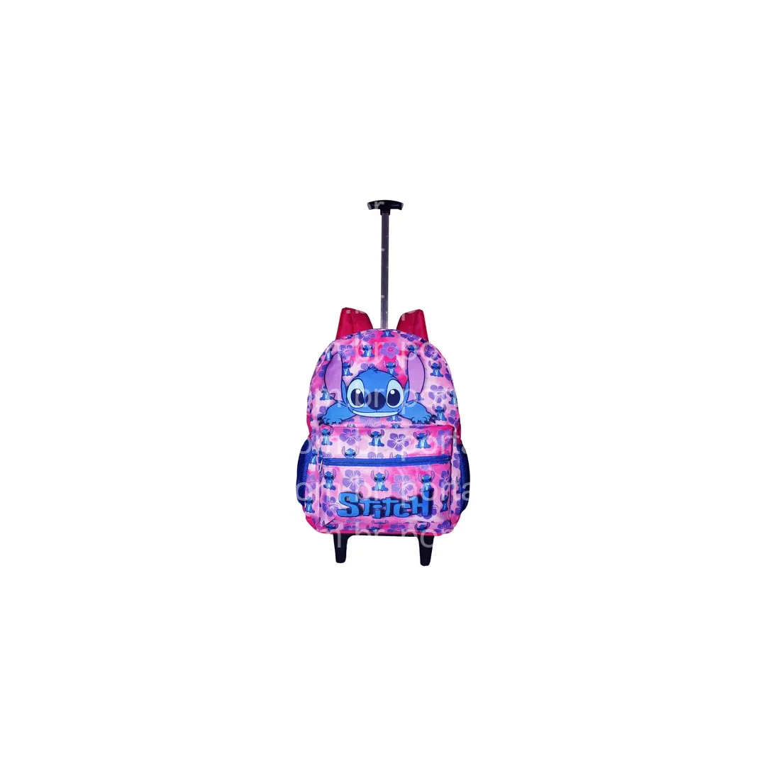 Mochila Lilo Stitch Infantil Feminina Rodinhas Escolar Grand Cor Rosa Desenho Do Tecido Lilo & Stitch