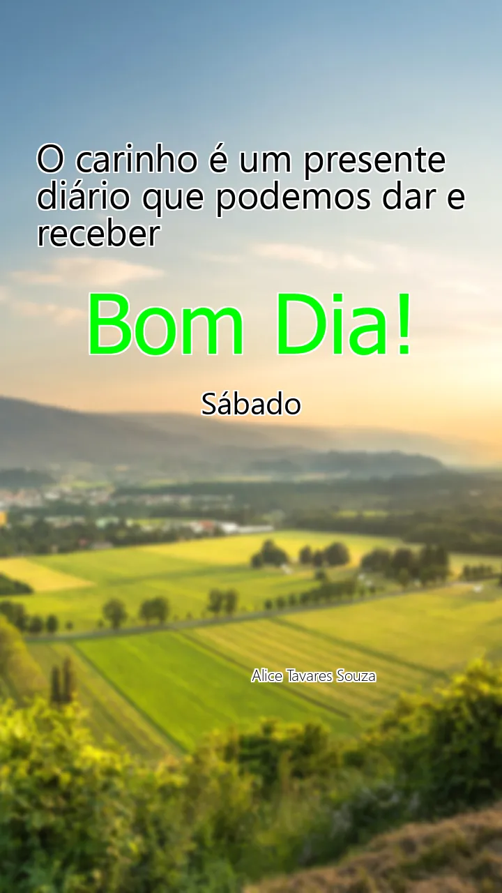 Mensagem de Bom Dia Carinho Sábado 20/07/2024 - O carinho é um presente diário que podemos dar e receber